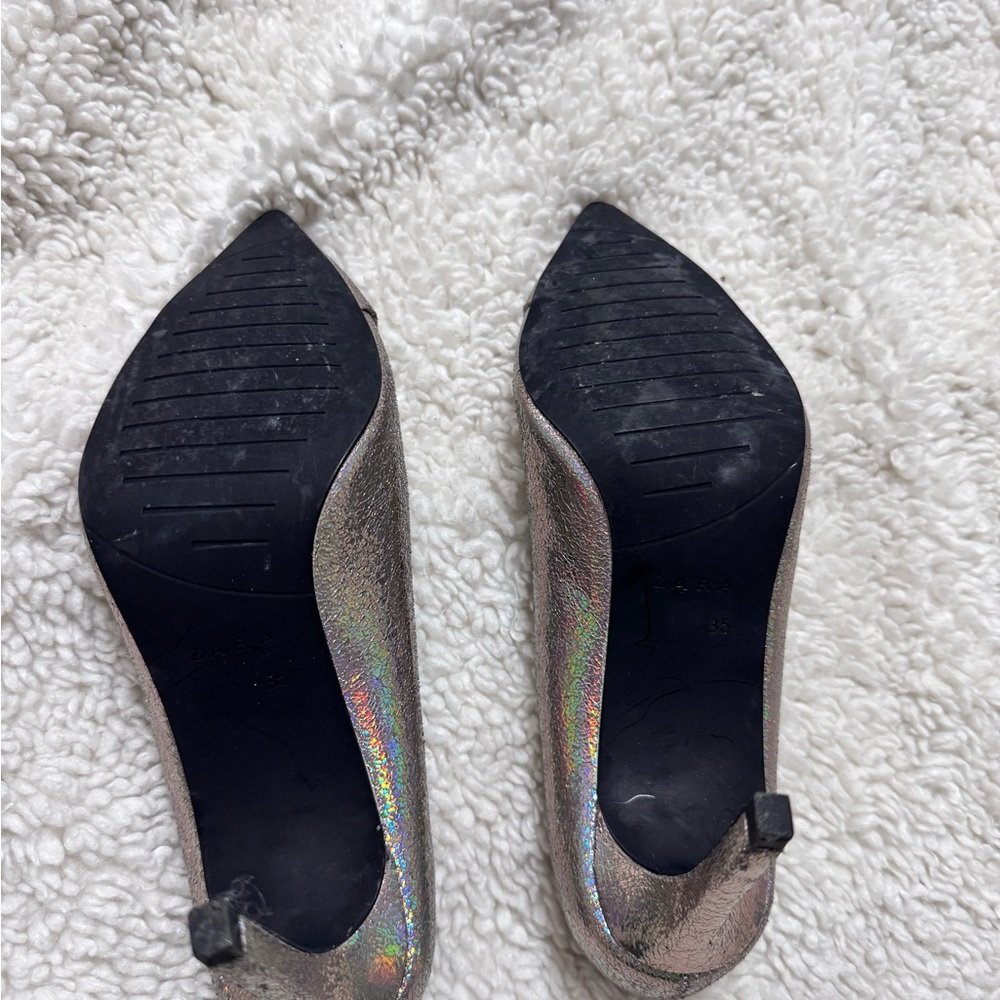 Zara Iridescent Silver Heels - Picture 4 of 4